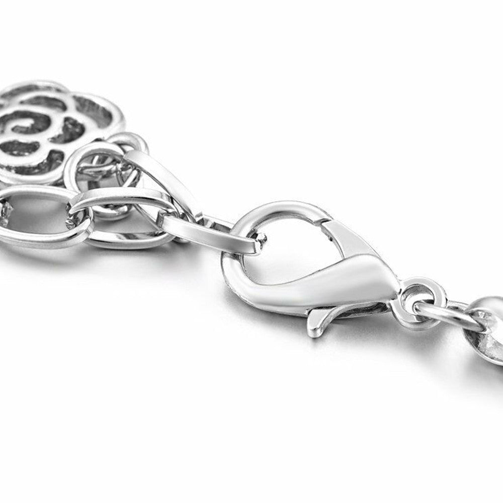 Diamante Motif Belt - Clover Shaped - Silver