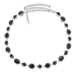 Waist Belt with Black Beads - Silver