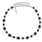 Waist Belt with Black Beads - Silver
