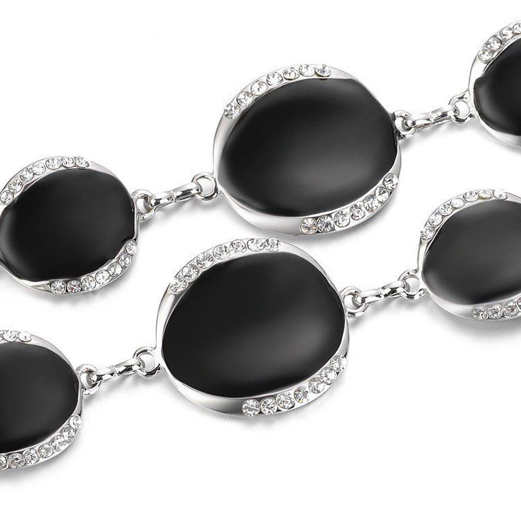 Waist Belt with Black Beads - Silver
