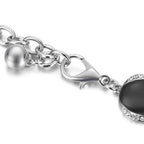 Waist Belt with Black Beads - Silver