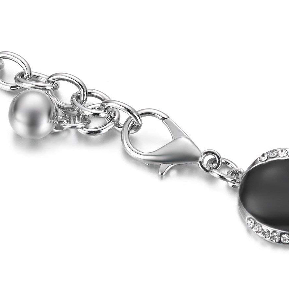 Waist Belt with Black Beads - Silver
