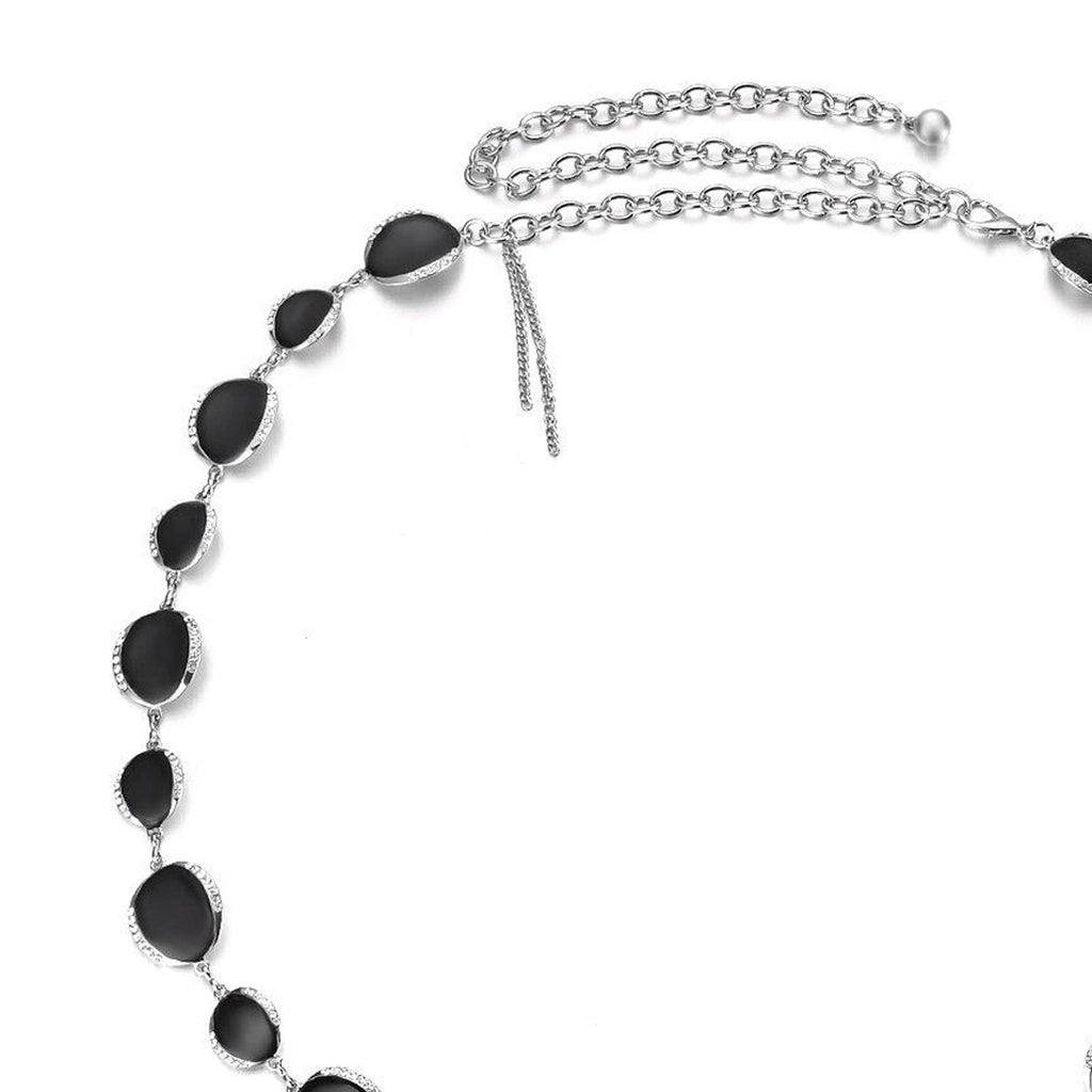 Waist Belt with Black Beads - Silver