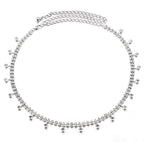 Silver Rhinestone Drop Diamante Belt