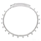 Silver Rhinestone Drop Diamante Belt