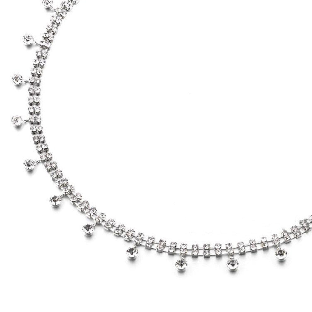 Silver Rhinestone Drop Diamante Belt