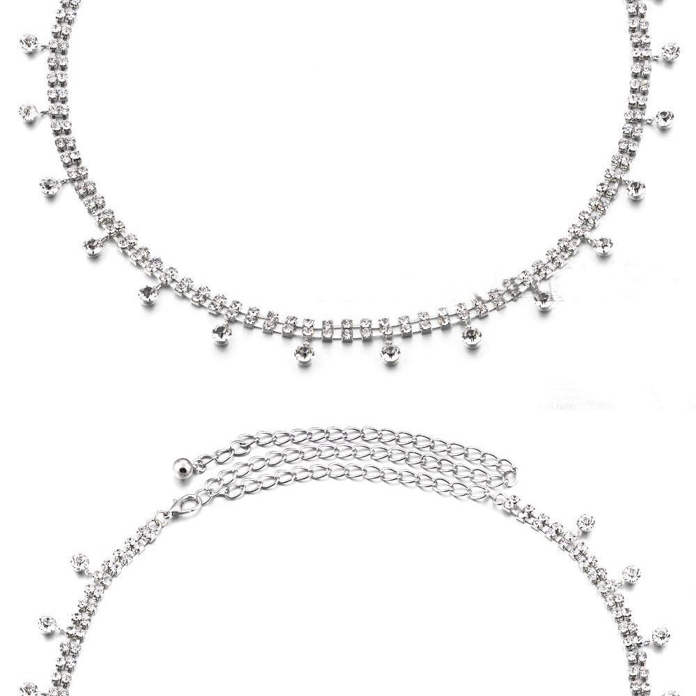 Silver Rhinestone Drop Diamante Belt