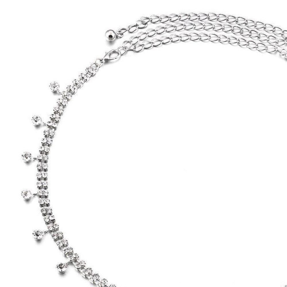 Silver Rhinestone Drop Diamante Belt