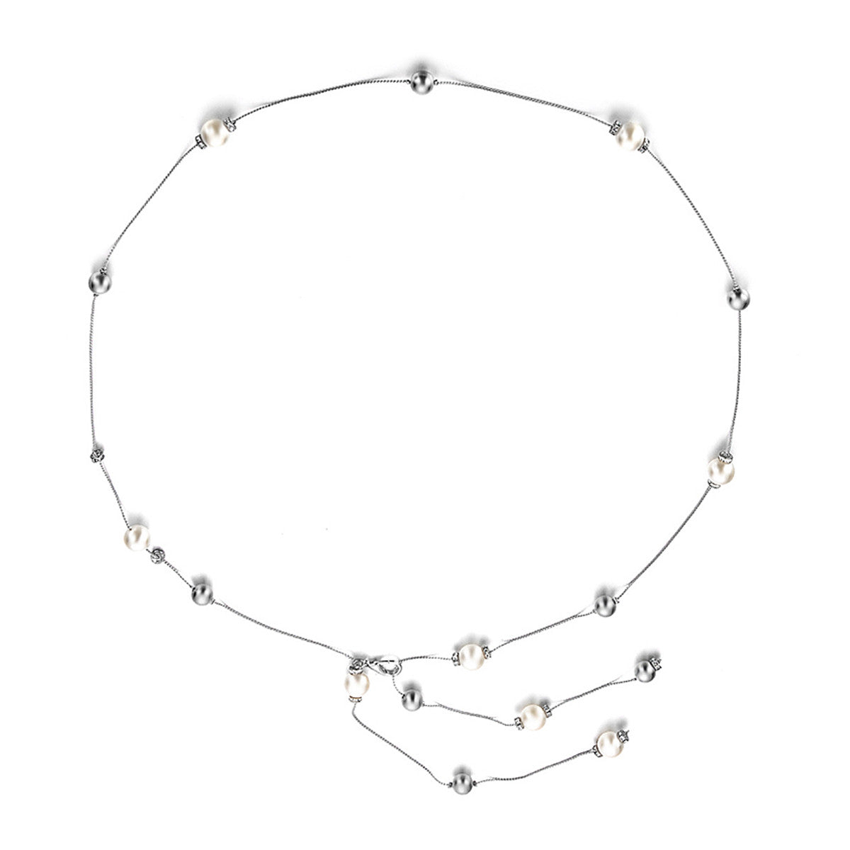 Silver Belt with Pearl Beads