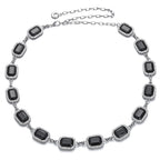 Silver Chain Belt with Black Diamante Gemstones