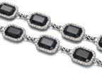 Silver Chain Belt with Black Diamante Gemstones