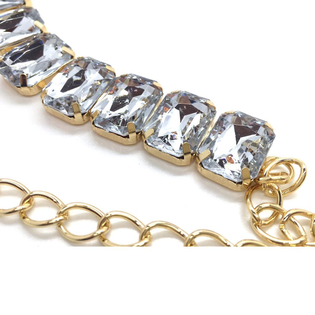 Large Diamante Crystals Belt - Gold