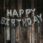 Metallic Balloon Arch with Happy Birthday Foil Balloon Set - Grey, Gold, White - 178pcs