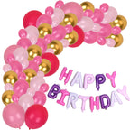 Pink Balloon Arch with  Happy Birthday Foil Balloon Set - 98pcs