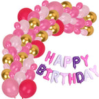 Pink Balloon Arch with  Happy Birthday Foil Balloon Set - 98pcs