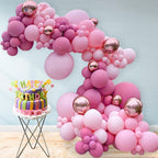 Pink Balloon Arch with  Happy Birthday Foil Balloon Set - 98pcs