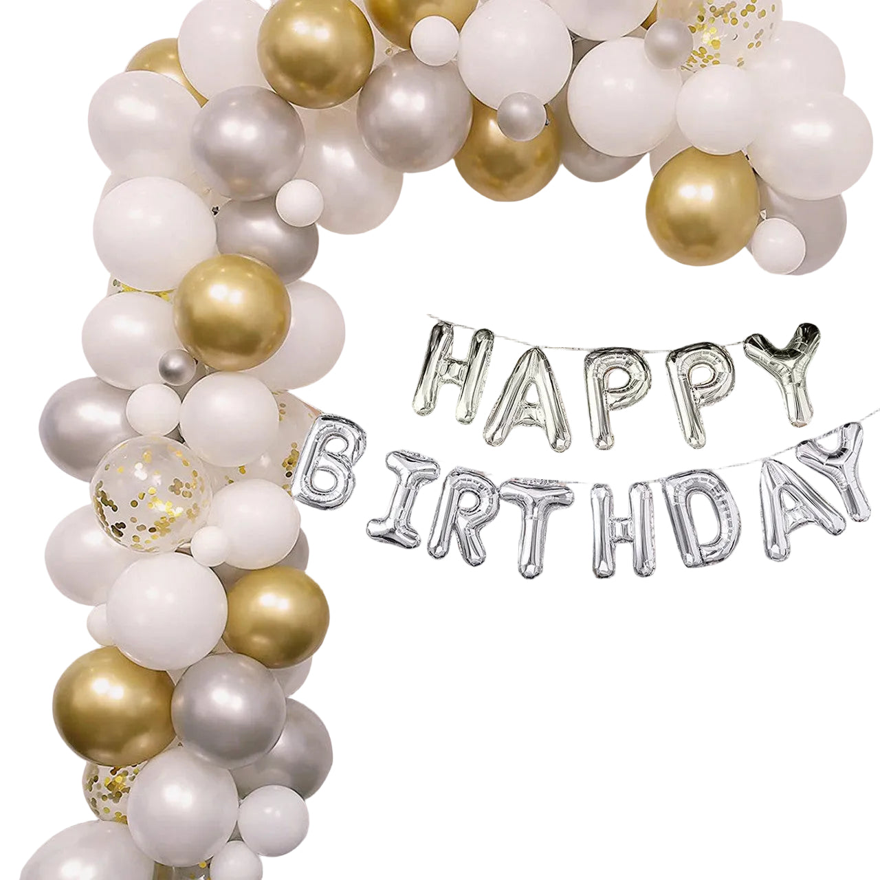 Confetti Balloon Arch with Happy Birthday Foil Balloon Set - 164pcs