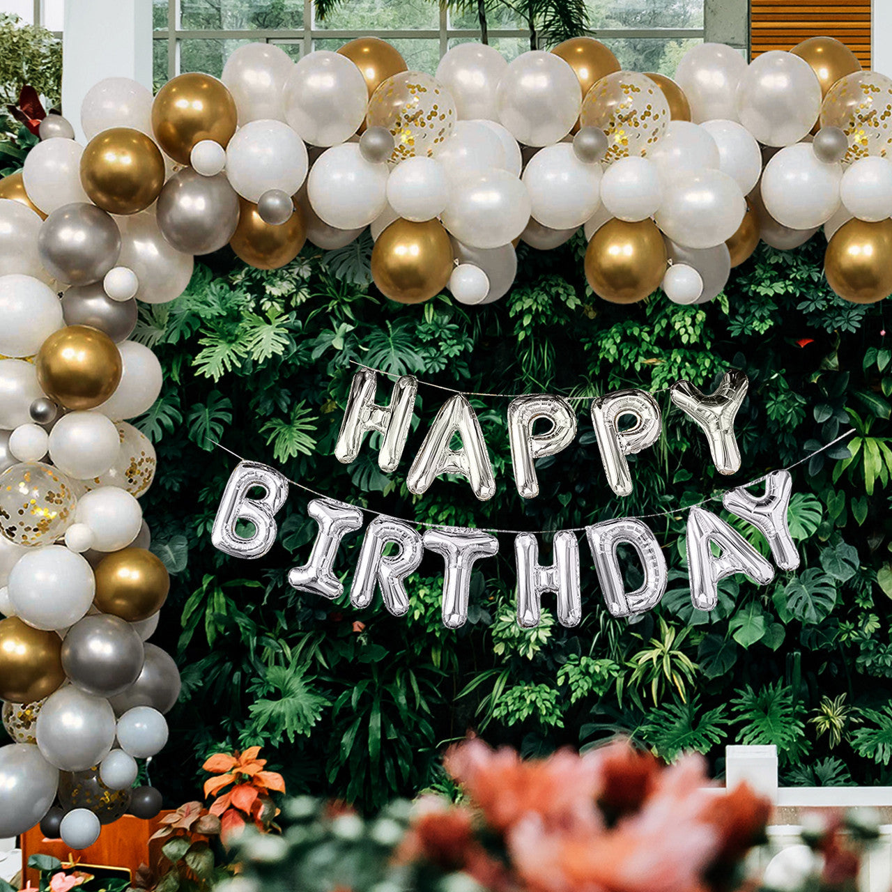 Confetti Balloon Arch with Happy Birthday Foil Balloon Set - 164pcs