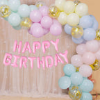 Pastel Balloon Arch with Happy Birthday Foil Balloon Set - 81pcs