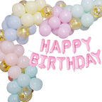 Pastel Balloon Arch with Happy Birthday Foil Balloon Set - 81pcs