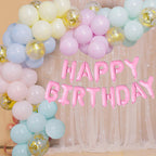 Pastel Balloon Arch with Happy Birthday Foil Balloon Set - 81pcs
