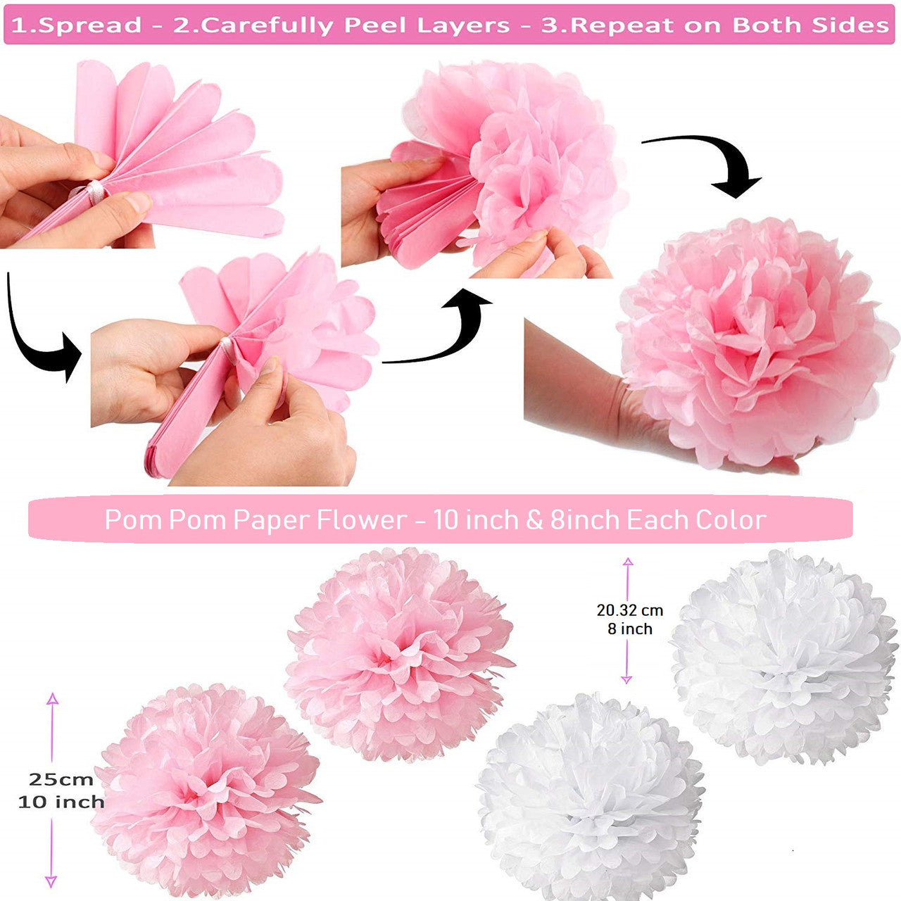 Gold, White & Pink Birthday Party Decoration Set