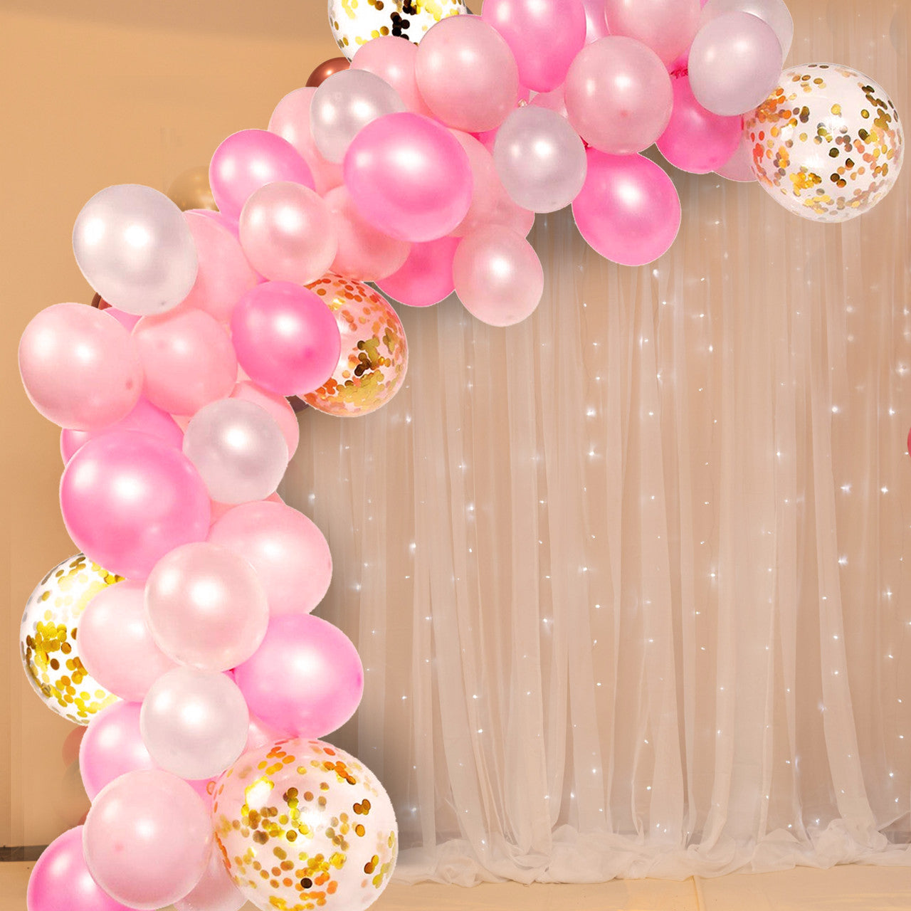 Gold, White & Pink Birthday Party Decoration Set