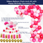 Hot Pink Birthday Party Decoration Set - 106pcs