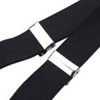 Black Braces with Button Hole - 25mm (Metal Buckle)