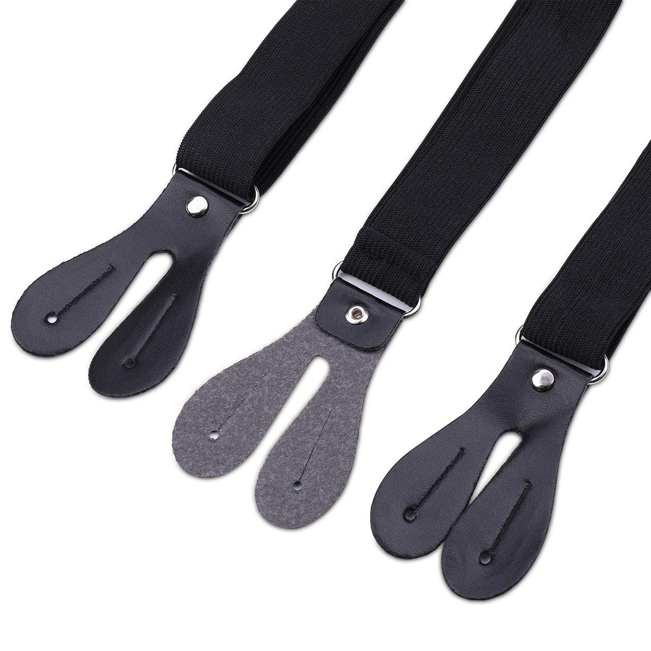 Black Braces with Button Hole - 25mm (Metal Buckle)