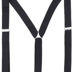 Black Braces with Button Hole - 25mm (Metal Buckle)