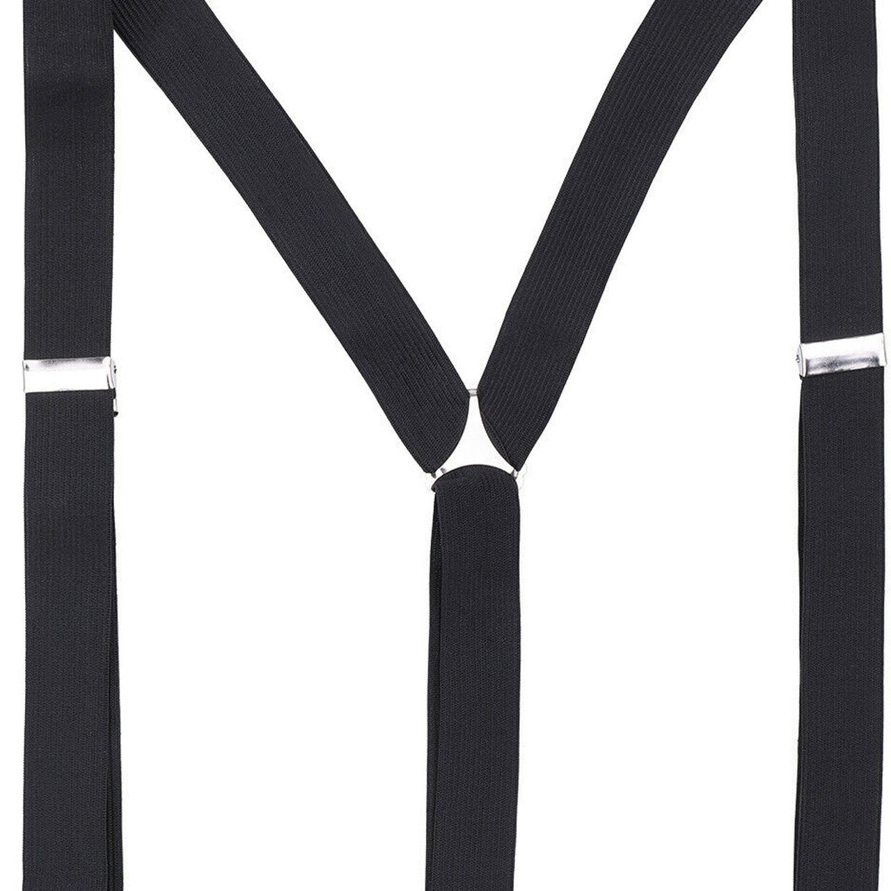 Black Braces with Button Hole - 25mm (Metal Buckle)