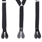 Black Braces with Button Hole - 25mm (Metal Buckle)