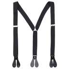 Black Braces with Button Hole - 25mm (Metal Buckle)