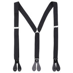 Black Braces with Button Hole - 25mm (Metal Buckle)