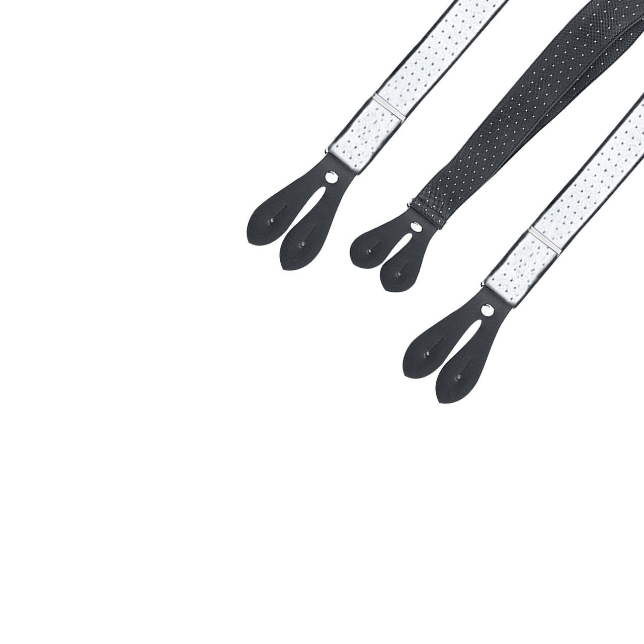 Black and White Dot Braces with Button Hole - 25mm