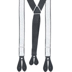 Black and White Dot Braces with Button Hole - 25mm