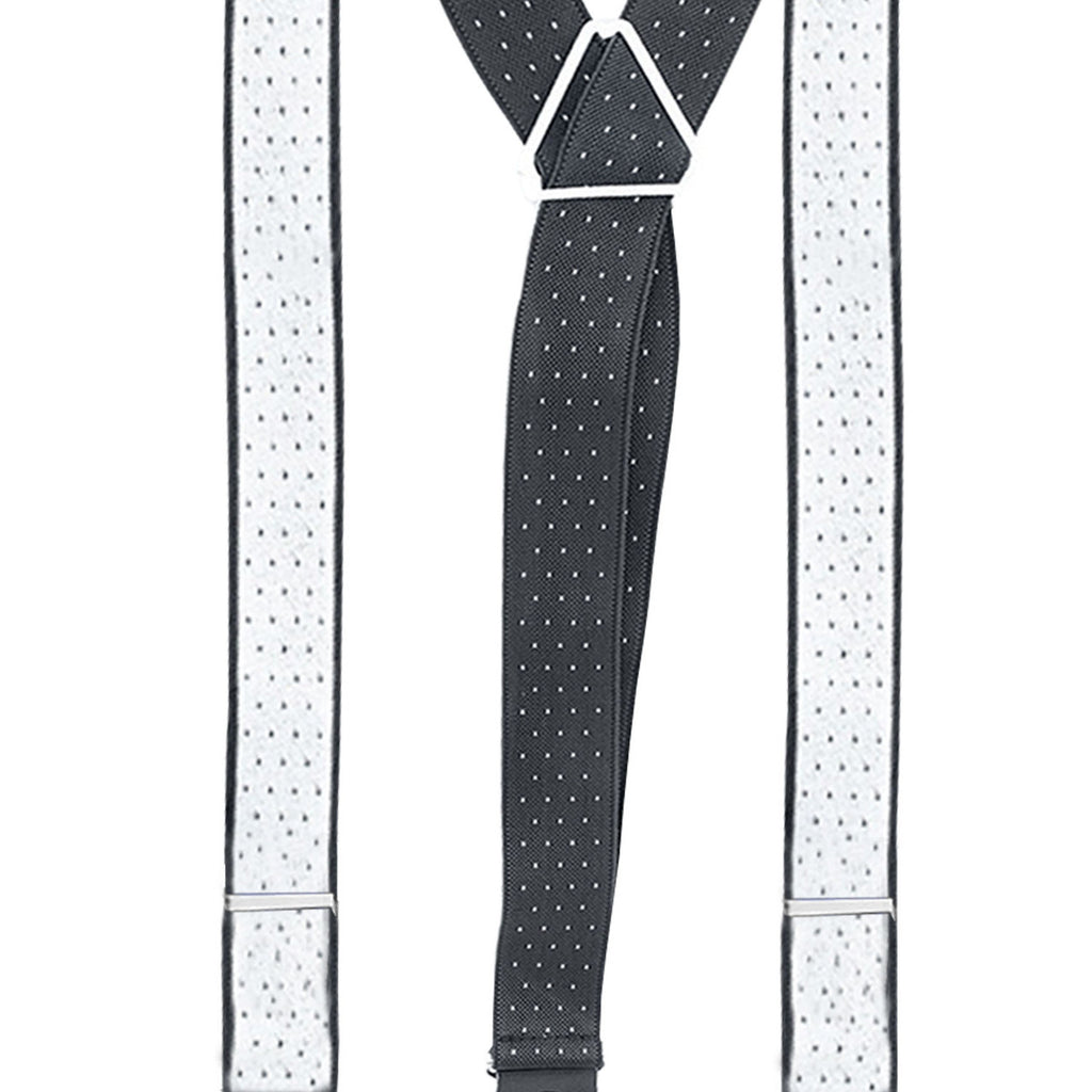 Black and White Dot Braces with Button Hole - 25mm