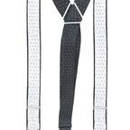 Black and White Dot Braces with Button Hole - 25mm