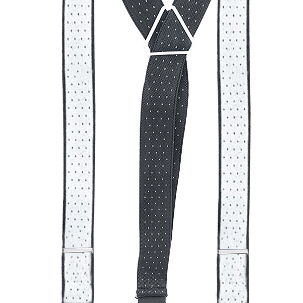 Black and White Dot Braces with Button Hole - 25mm