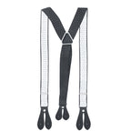Black and White Dot Braces with Button Hole - 25mm