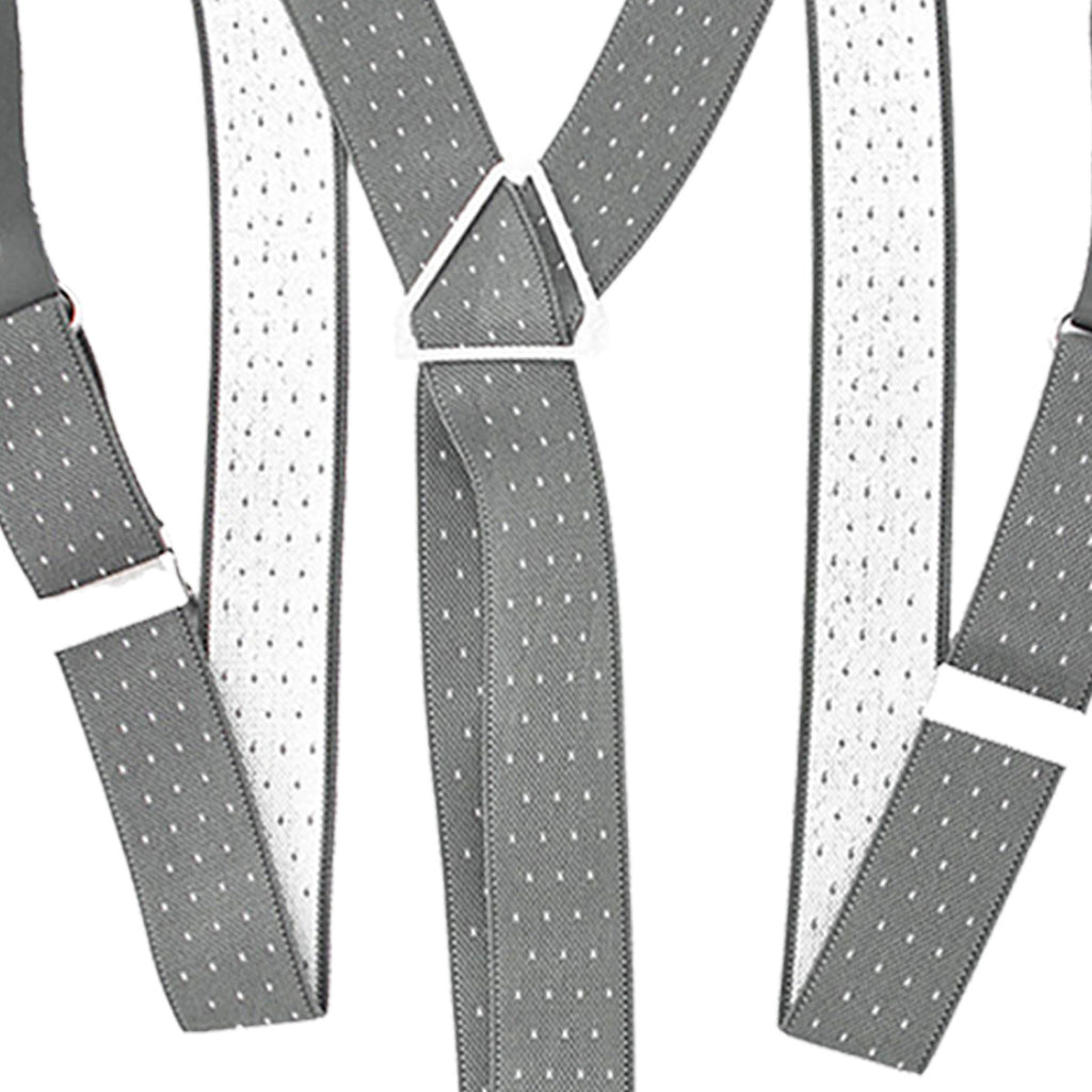 Grey and White Dot Braces with Button Hole - 25mm