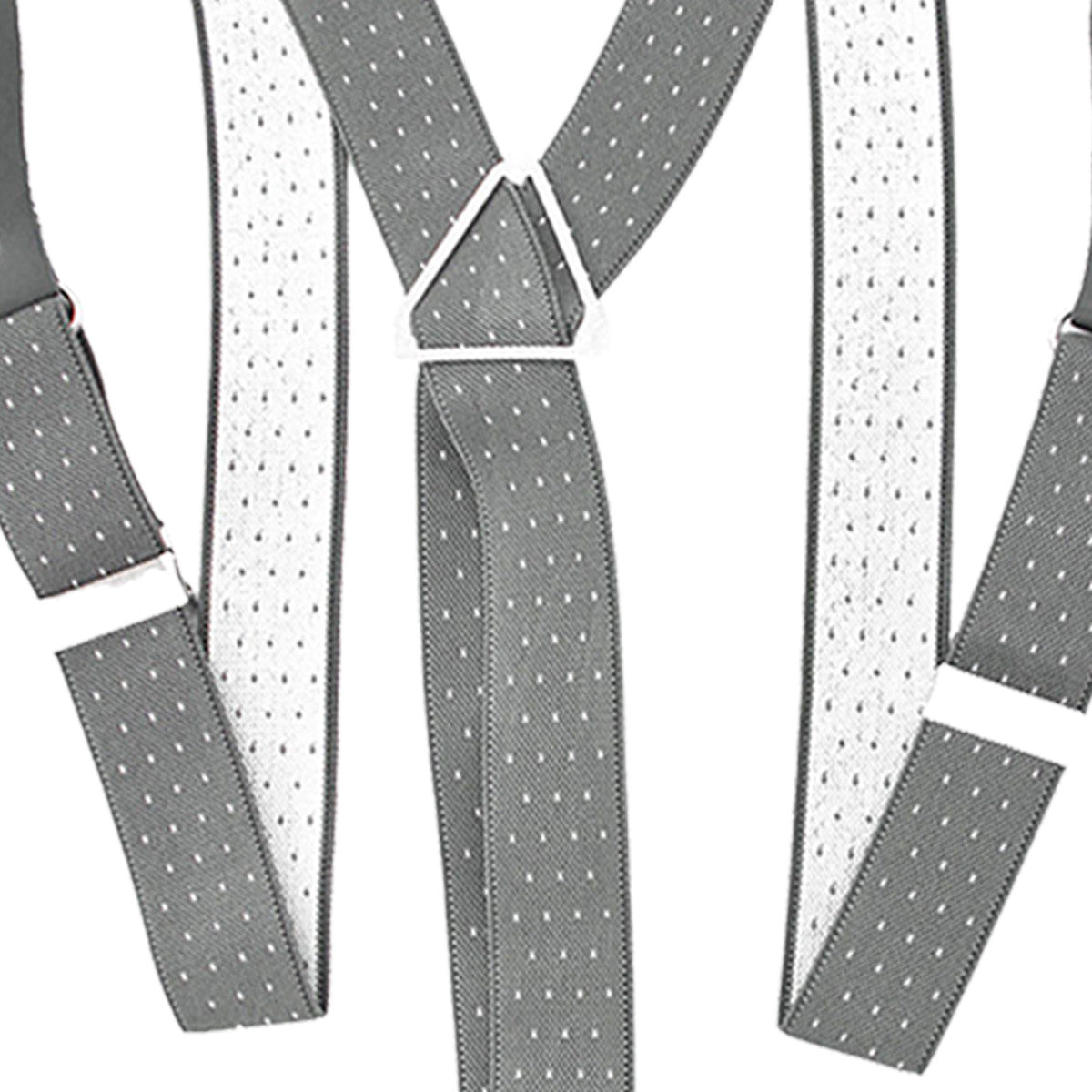Grey and White Dot Braces with Button Hole - 25mm