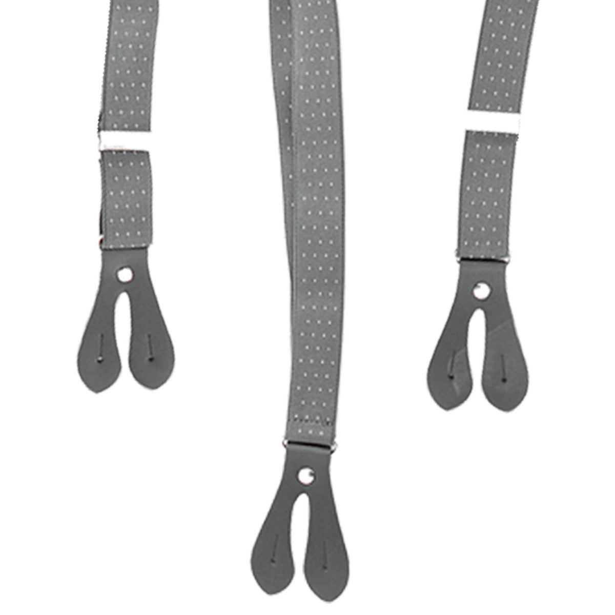 Grey and White Dot Braces with Button Hole - 25mm