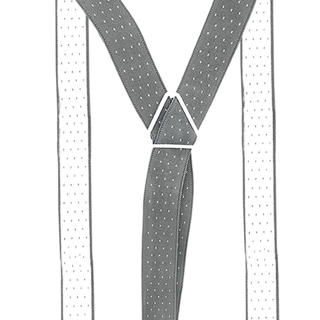 Grey and White Dot Braces with Button Hole - 25mm