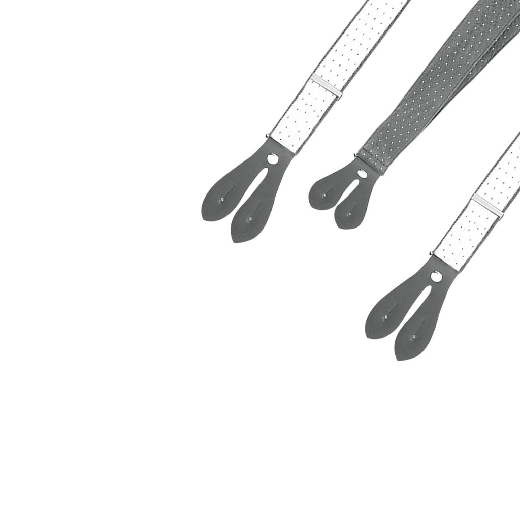 Grey and White Dot Braces with Button Hole - 25mm
