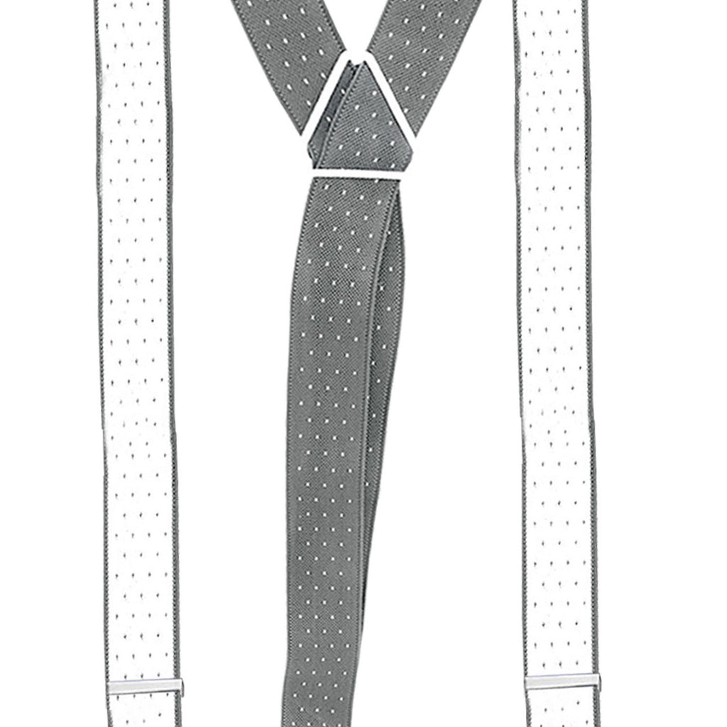 Grey and White Dot Braces with Button Hole - 25mm