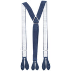 Navy and White Dot Braces with Button Hole - 25mm