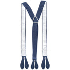 Navy and White Dot Braces with Button Hole - 25mm