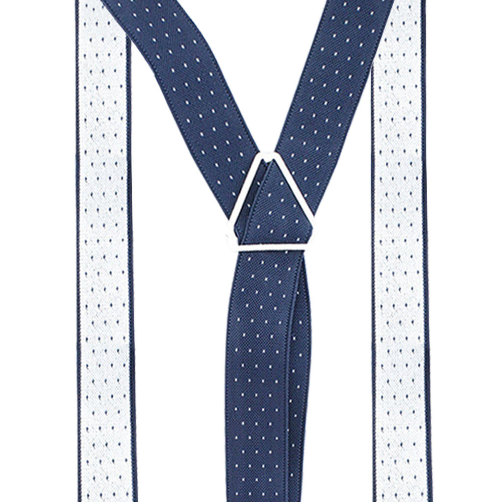 Navy and White Dot Braces with Button Hole - 25mm